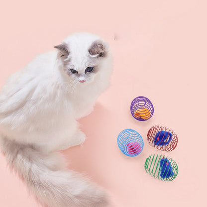 5Pcs Cat Spring Balls Toys Stretchable Rolling Balls Cat Spring Toys for Kitten