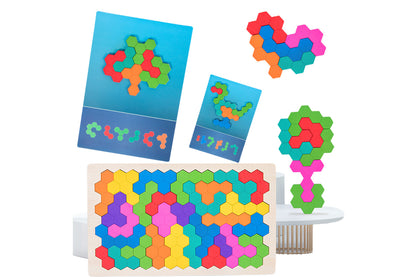Wooden Tangram Puzzle Set STEM Educational Logic IQ Game Montessori Toy