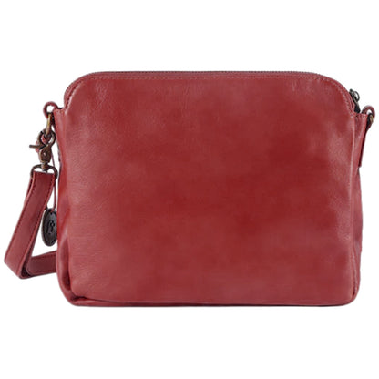 Women PU Leather Crossbody Bag Multifunctional Three Layer Purse Shoulder Bag Tote Red