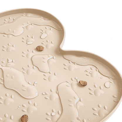 Dog Food Mats for Floors Waterproof Silicone Dog Bowl Mat with Raised Edge Apricot