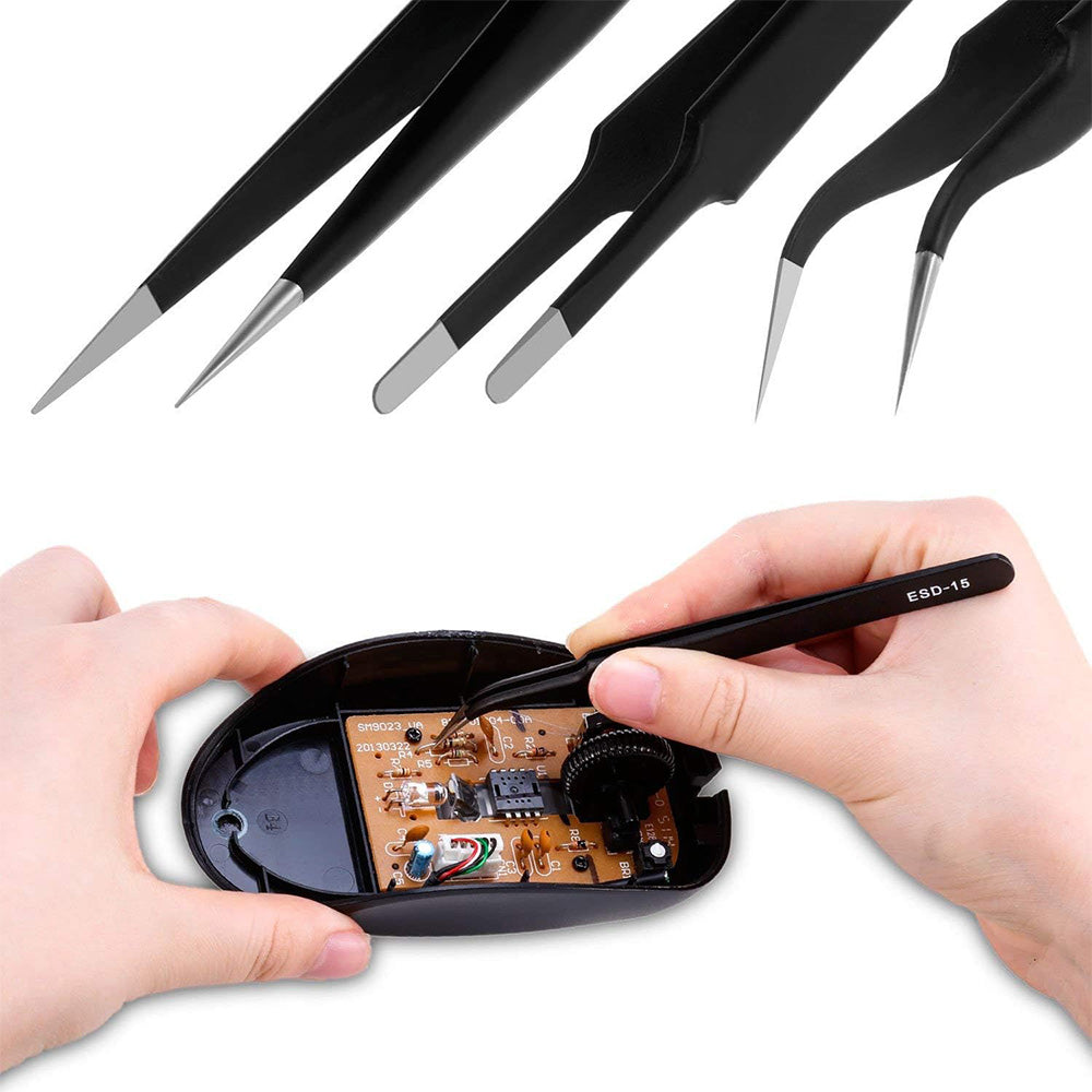 10 Piece Precision Tweezers Set with Bag