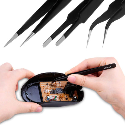 10 Piece Precision Tweezers Set with Bag