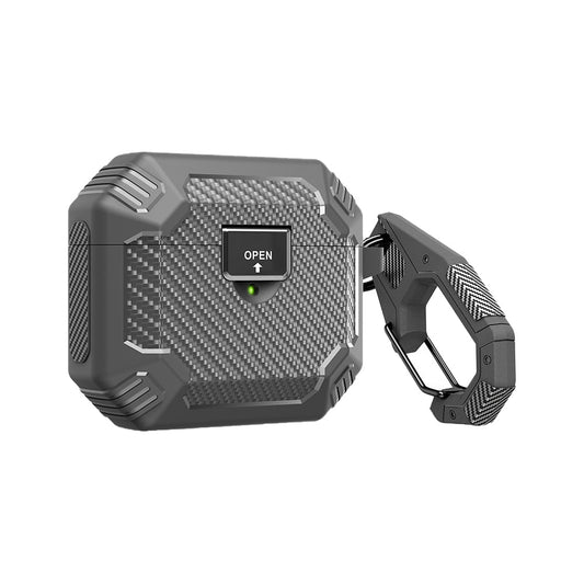 For Airpods Pro2nd Generation Magnetic Switch Case Shockproof Rugged Protective Cover with Keychain Grey