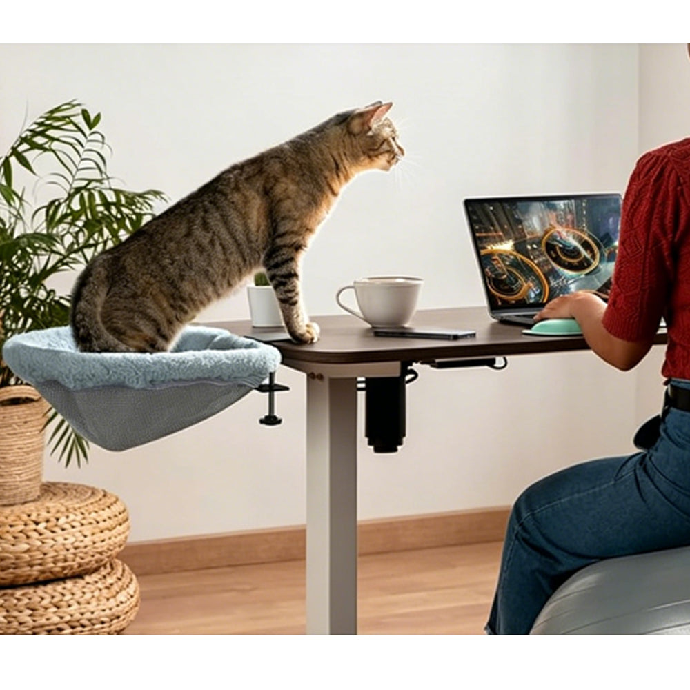 Cat Desk Bed Foldable Semi-Circular Cat Bed for Home Office Workspace