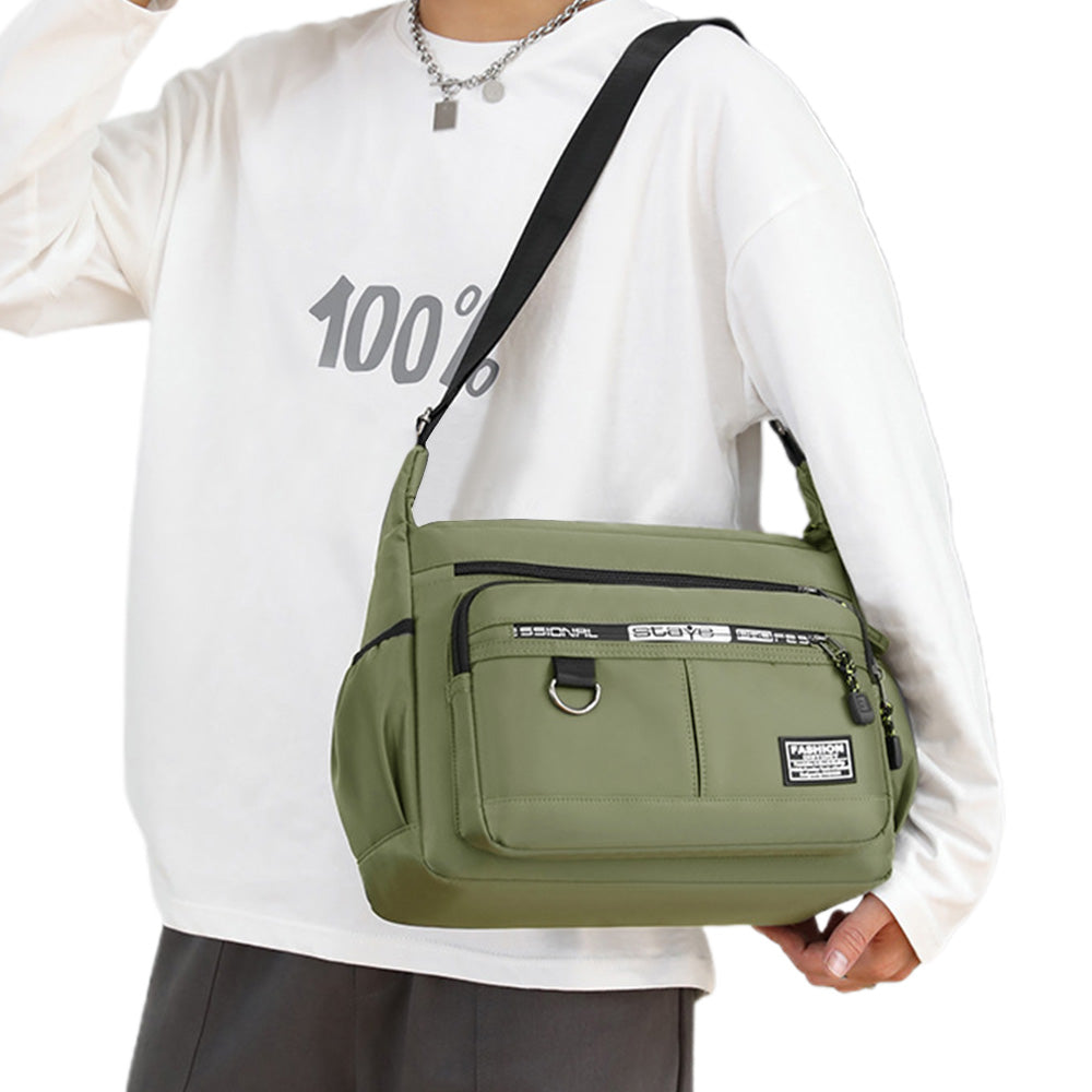 Multi-Pocket Men's Crossbody Shoulder Bag for Outdoor Travel and Commuting -Green