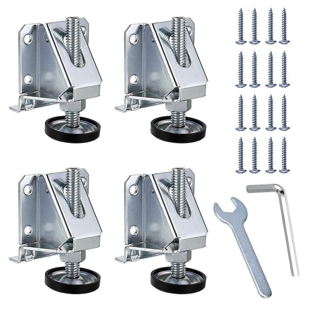 4Pcs Heavy Duty Leg Leveler for Furniture Adjustable Leveling Feet for Cabinet Table Silver