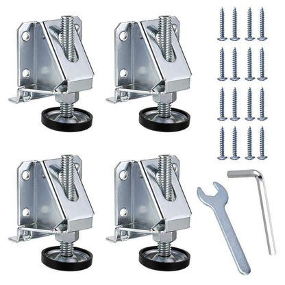 4Pcs Heavy Duty Leg Leveler for Furniture Adjustable Leveling Feet for Cabinet Table Silver