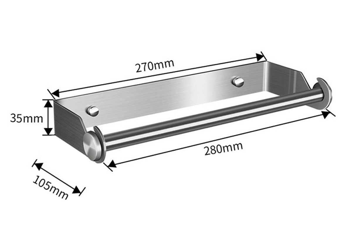 Paper Towel Holder Under Cabinet Wall Mount Stainless Steel Rack Towel Organizer-Silver