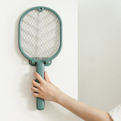 2-in-1 Electric USB Rechargeable Fly Swatter and Mosquito Killer Racket Green