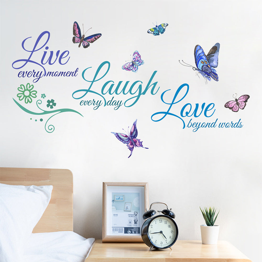 Colorful Live Love Laugh Wall Sticker Motivational Wall Decals -Blue