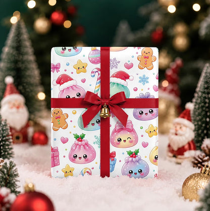 Christmas Cartoon Dumpling Gift Wrapping Paper Roll for Crafts
