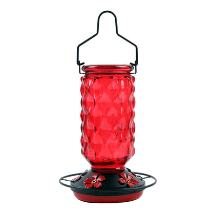Stained Glass Hummingbird Feeder Wide Mouth Garden Decor-Red