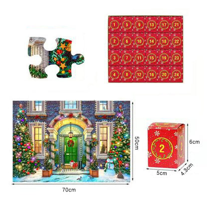 24 Days Advent Calendar 1008Pcs Christmas Puzzle Countdown Calendar Xmas Jigsaw Puzzle Style 1