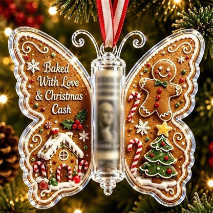 4 Pack Acrylic Christmas Cash Gift Ornaments with Money Holder Slots