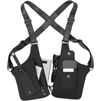 Outdoor Double Shoulder Armpit Bag with Multiple Pockets-Black