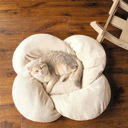 Wooden Pet Bed Elevated Flower Cat Bed Fluffy Pet Couch for Puppy