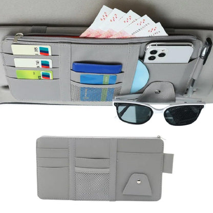Car Sun Visor Organizer with License & Sunglasses Holder Gray