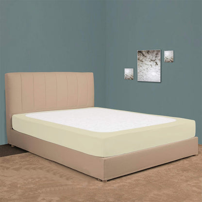 Elastic Box Spring Cover Stretchy Wrap Around 4 Sides Bed Skirt for Hotel Home -Beige