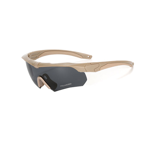 Tactical Glasses Outdoor Sports Black Polarized Goggles with 2 Replacement Lenses Khaki
