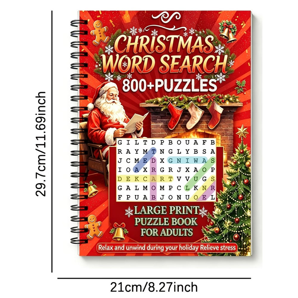 Christmas Word Search Puzzle Book 800+ Puzzles Spiral Bound Book
