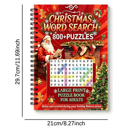 Christmas Word Search Puzzle Book 800+ Puzzles Spiral Bound Book