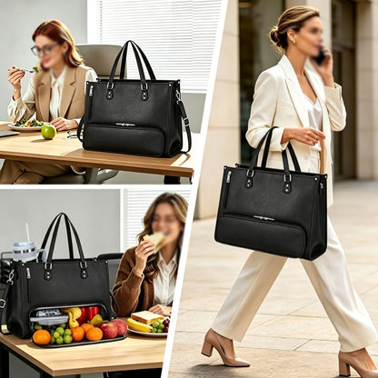 Tote Bag Insulated Lunch Compartment for 15.6 Inch Laptop