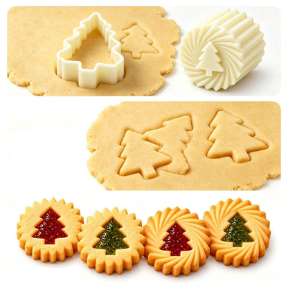 White Cake Double Head Pastry Mold Christmas Tree Cookie Press