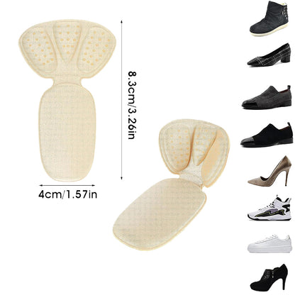 2 Pairs of Back of Heel Cushion Pads Mesh Adhesive Heel Grips Inserts Heel Protectors Beige