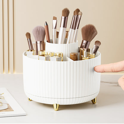 360 Degree Rotating Desk Organizer with 4 Slots For Pencil and Pen Holder-White