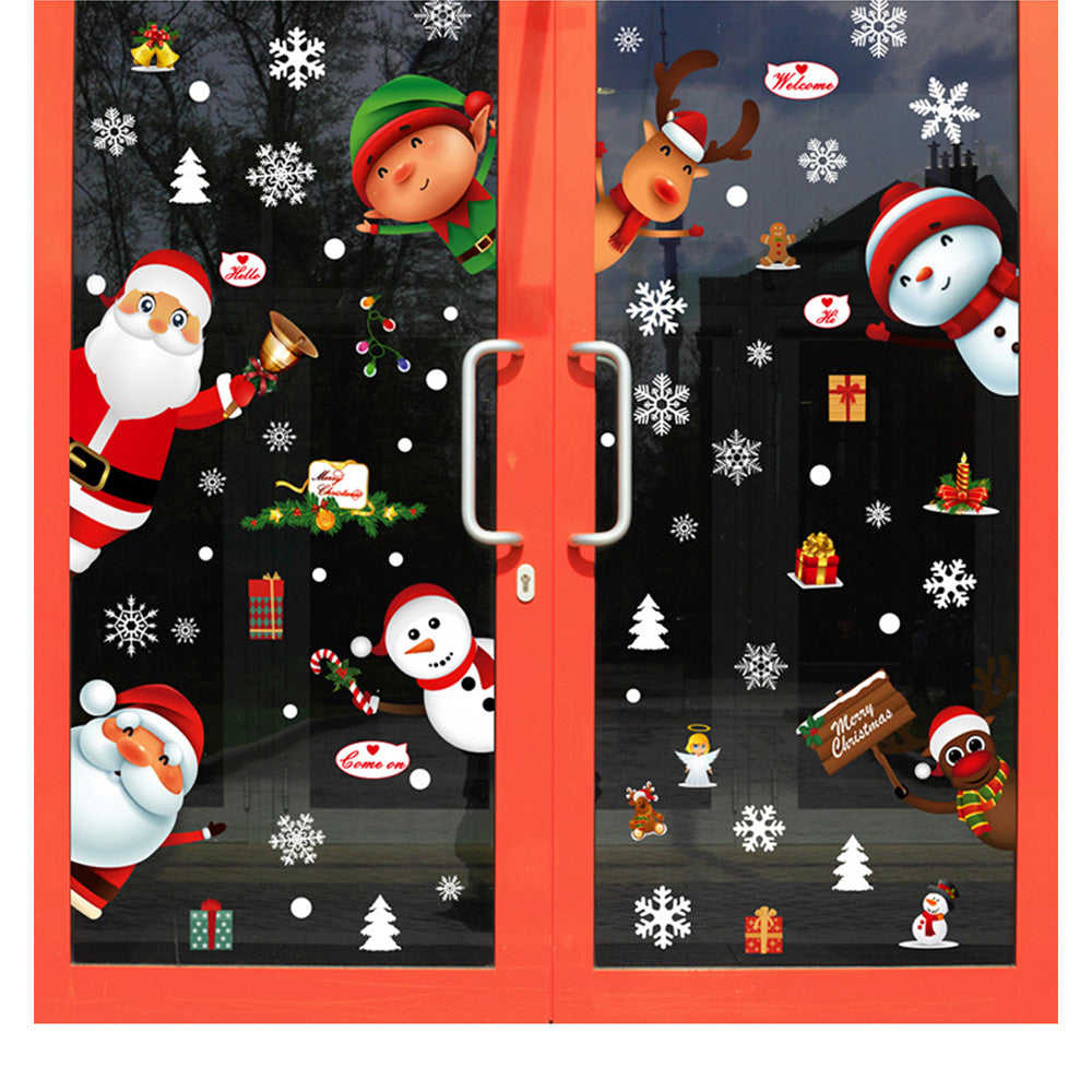 6Pcs Christmas Window Clings Stickers Decals with Santa Claus and Snowman