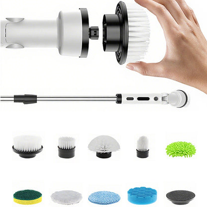 9 in 1 Cordless Spin Scrubber Electric Cleaning Brush Set-Green