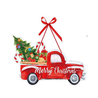 6Pcs Christmas Hanging Door Sign Welcome Sign for Front Door Xmas Party Decorations