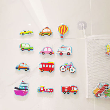 15Pcs Set DIY Cartoon Transportation Stickers Kid Bath Toys