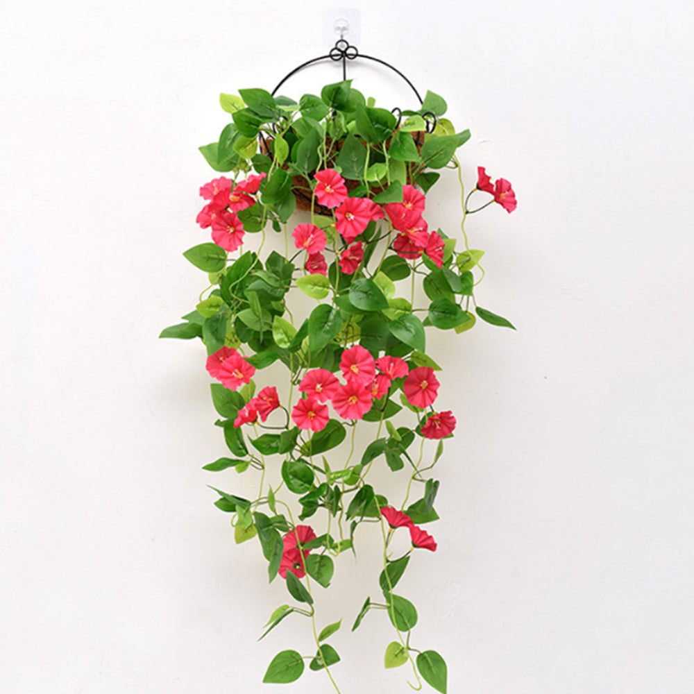 88-Flower Artificial Vine Flowers Hanging Artificial Petunias Garden Home Decoration Rose Red