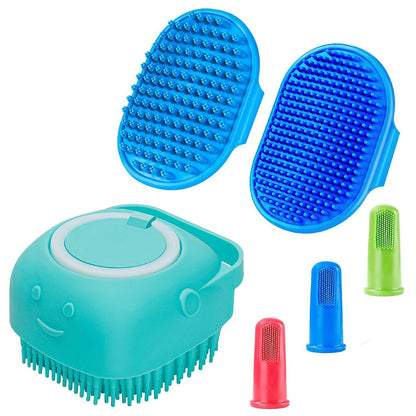 6PCS Dog Bath Brush Set Shampoo Brush Finger Toothbrush for Dogs Cats