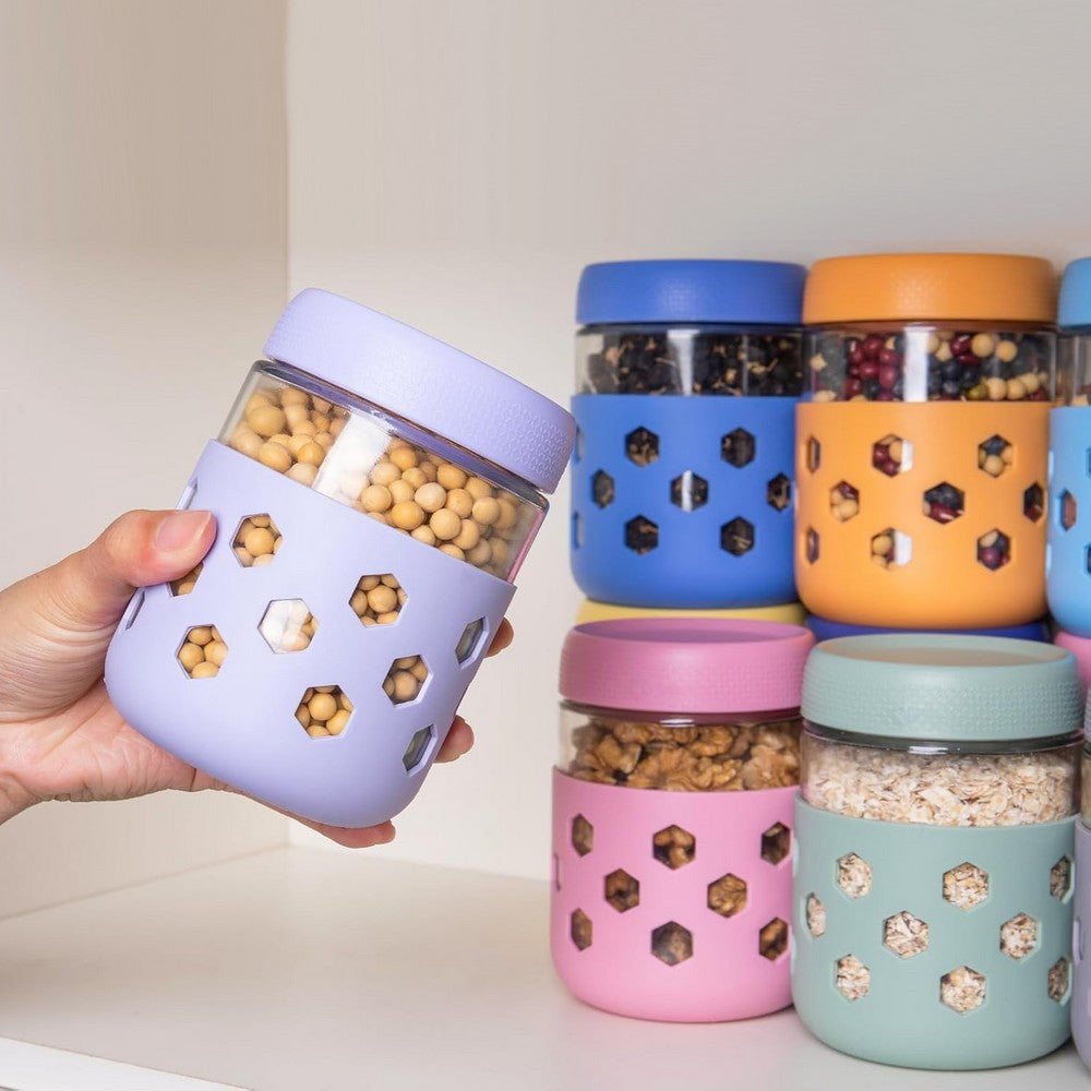 6Pcs Overnight Oats Containers with Lids and Silicone Sleeves for Yogurt Berries