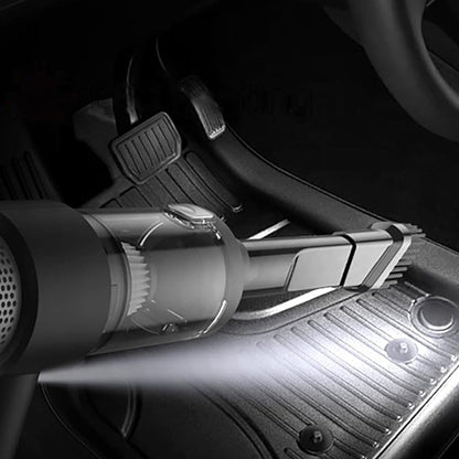 4-in-1 Handheld Car Vacuum Cleaner Portable Cordless Air Duster with LED Light for Car Home Office Black