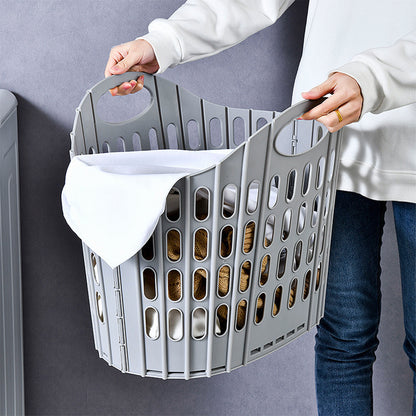 Collapsible Plastic Laundry Basket Folding Washing Clothes Storage Organizer-Grey