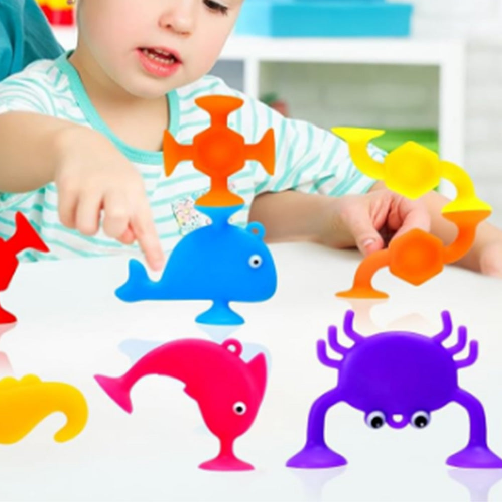 27Pcs Set Suction Bath Toys Sensory Shower Toys with Egg Shell Storage Box
