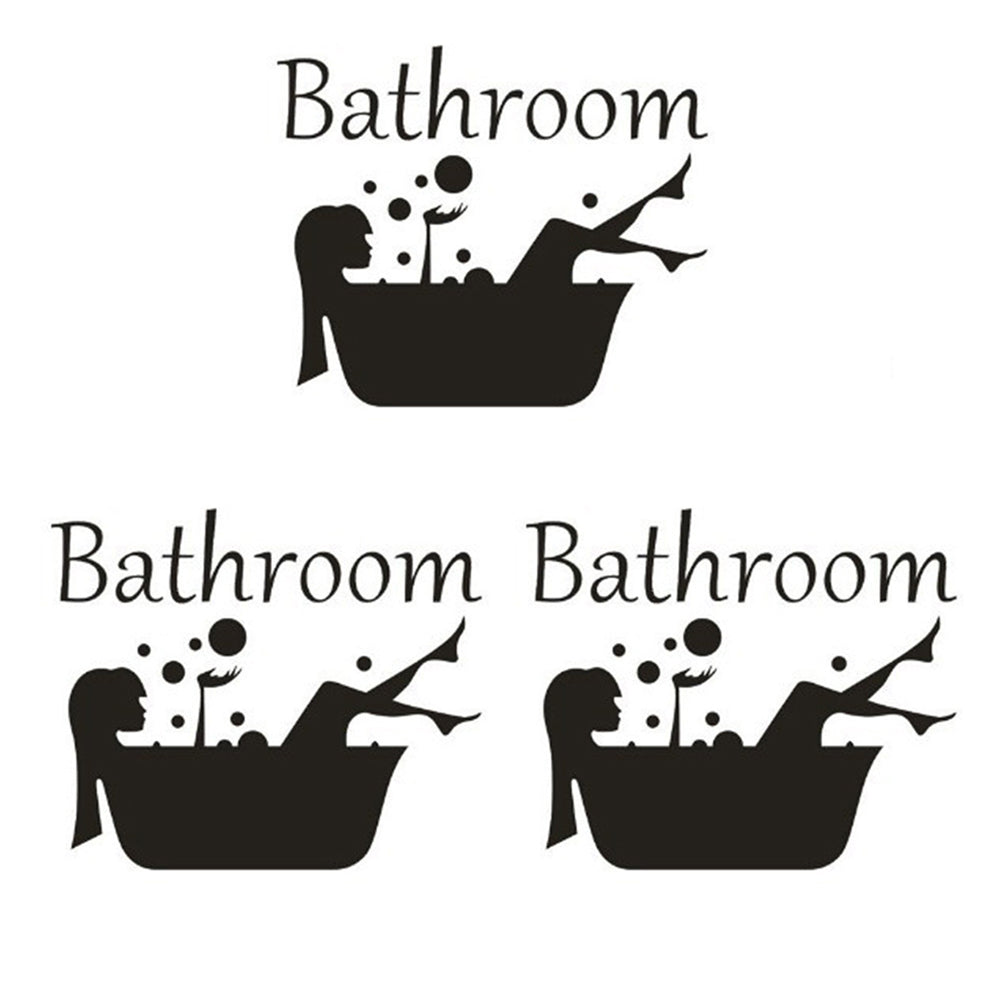 3 Pieces Bathroom Wall Decals Sticker Bathtub Pattern Wall Sticker