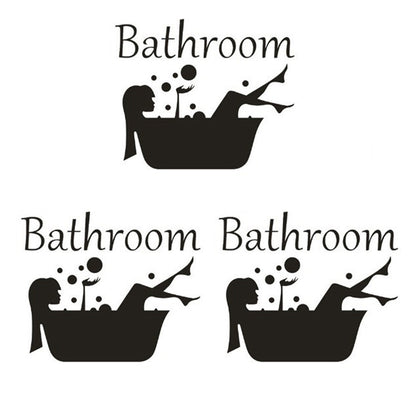 3 Pieces Bathroom Wall Decals Sticker Bathtub Pattern Wall Sticker