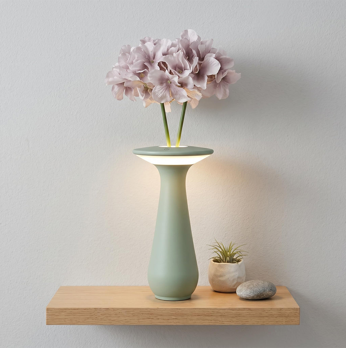 Rechargeable Vase Table Night Light with Warm Dimmable Glow - Green