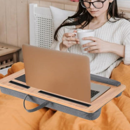 Laptop Desk with Built in Mouse Pad Wrist Pad Laptop Stand with Tablet/Phone Holder Brown