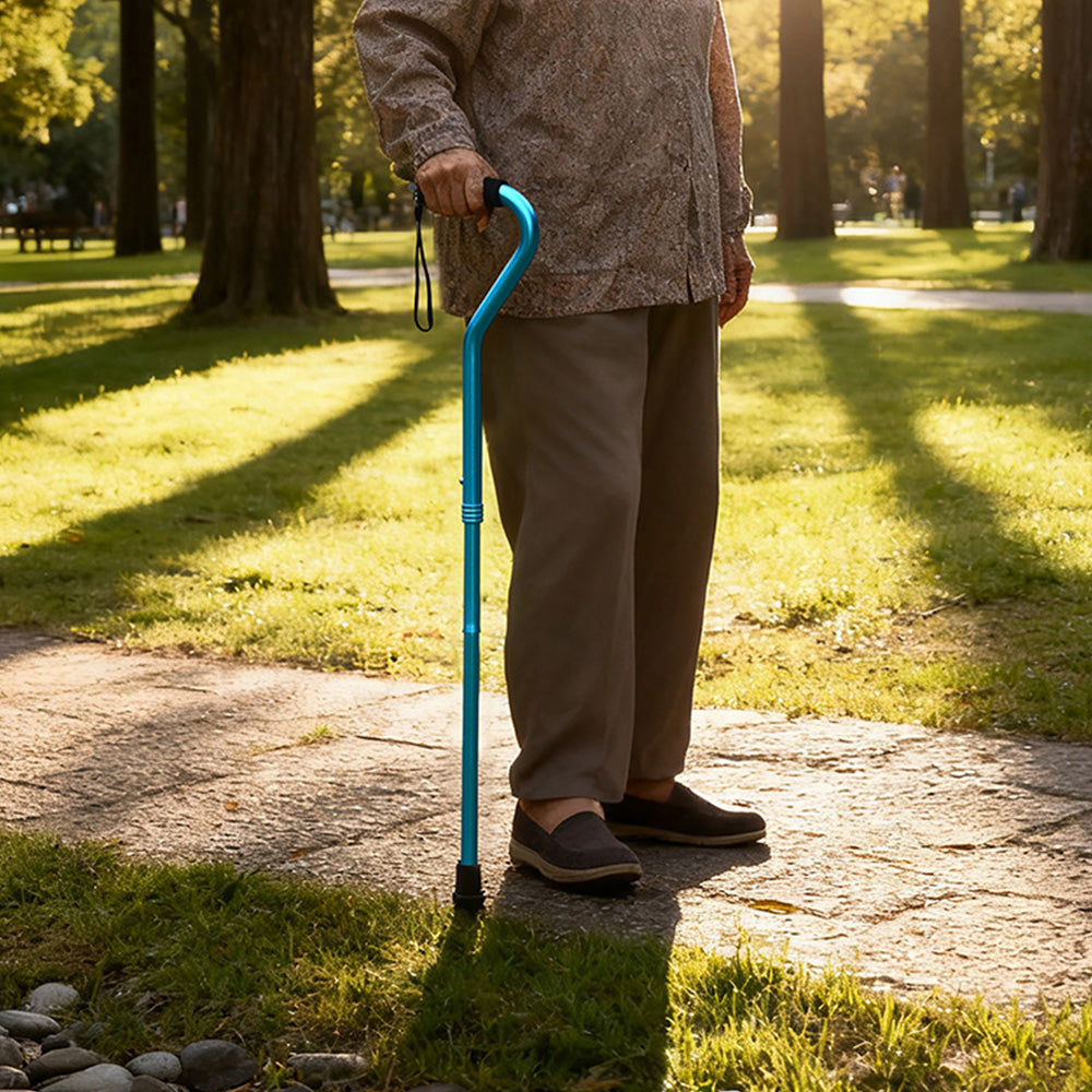 Foldable Lightweight Adjustable Aluminum Alloy Walking Stick-Blue
