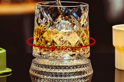 270ML Rotating Transparent Whiskey Glass - Gemstone Style