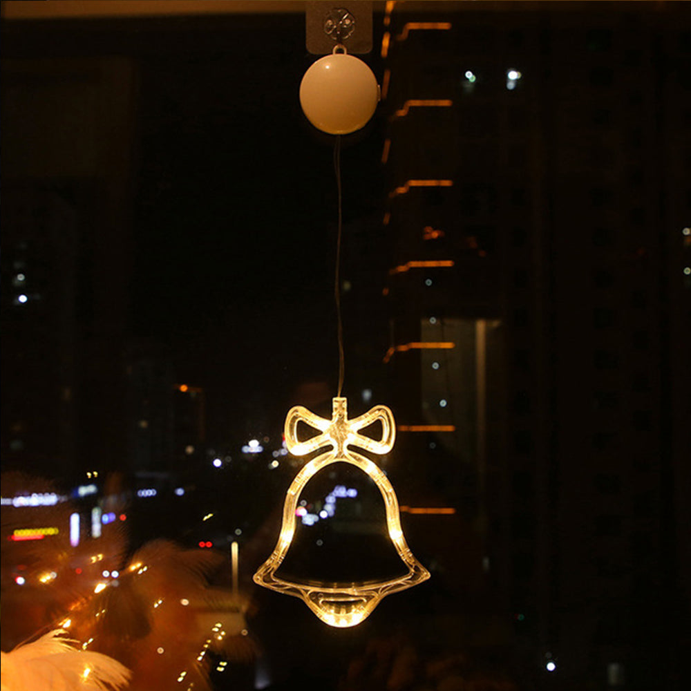 2PCS Christmas String Lights Hanging Window Indoor Outdoor Lights with Suction Cup for Xmas Party Decoration -Bell
