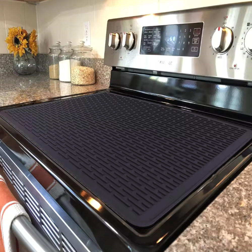 Silicone Stove Top Cover for Electric Stove Glass Top Stove Cover Cooktop Protector Dish Drying Mat Black