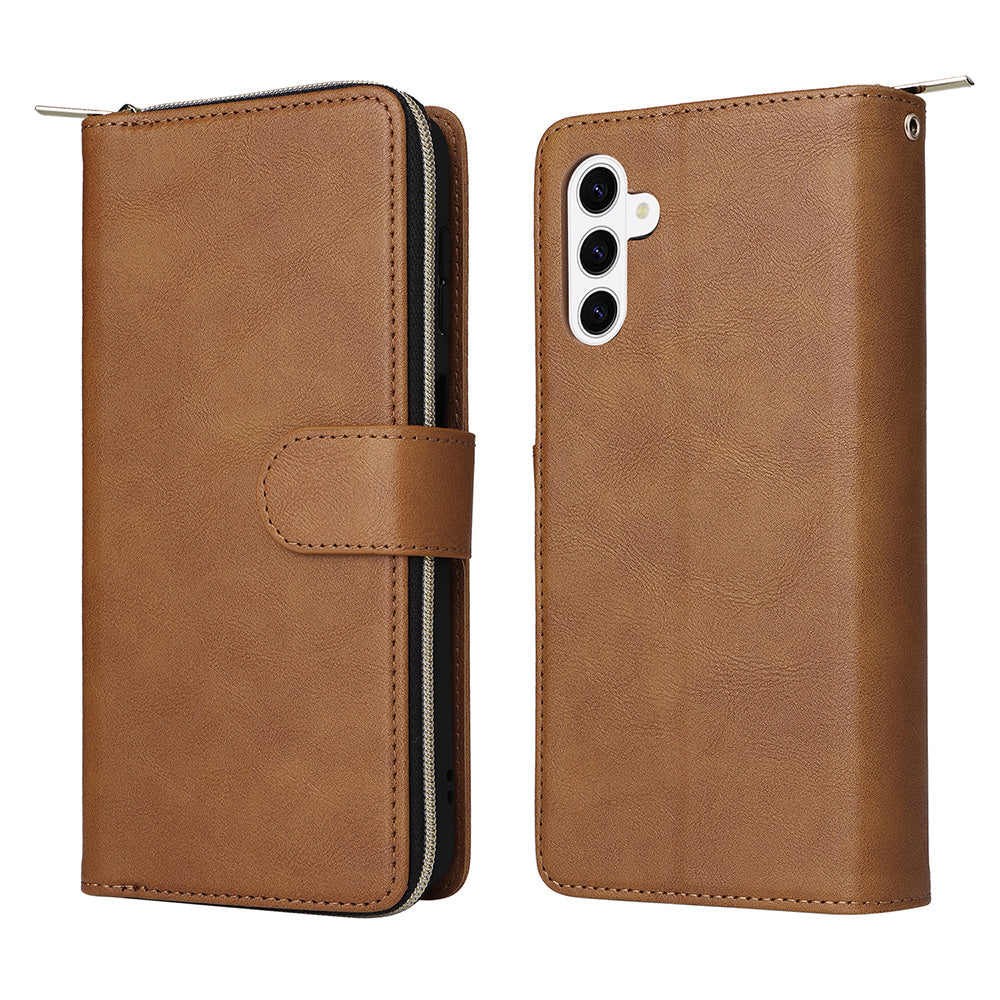 Wallet Leather Flip Cover for Samsung S26 Series with Card Slots Kickstand-Brown
