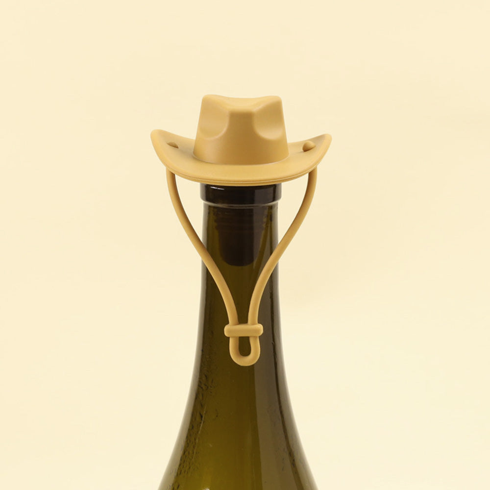 Western Cowboy Hat Silicone Wine Bottle Stopper Champagne Sealer -Yellow