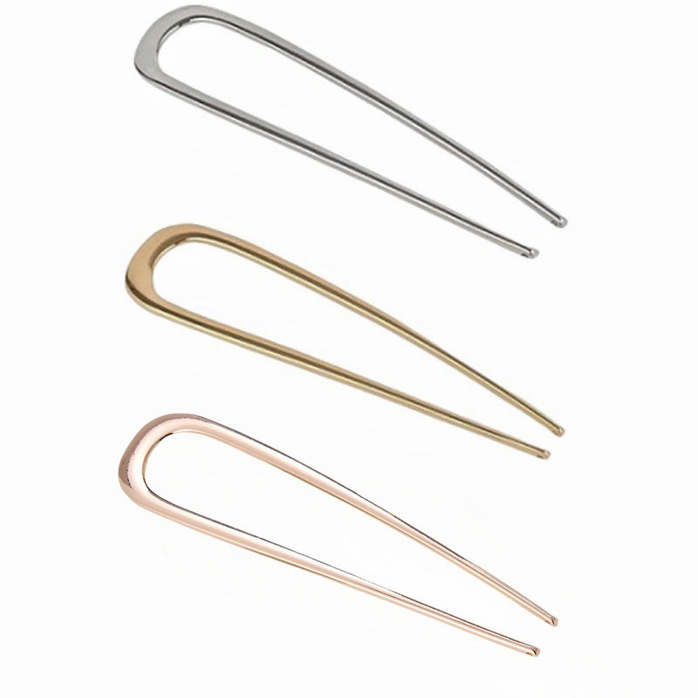 3Pc U-Shaped Double Prong Hair Pins Metal Hair Forks for Women Updos and Buns